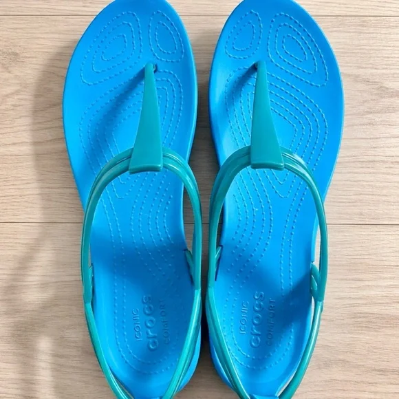 Crocs Kadee II Flip Flop Sandals Blue Iconic Comfort Women’s Size W8 - Picture 2 of 4